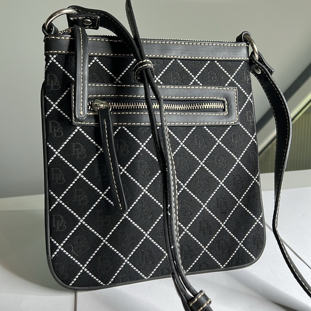 Dooney & Bourke Crossbody Black Logo Canvas & Leather Adjustable Strap Bag